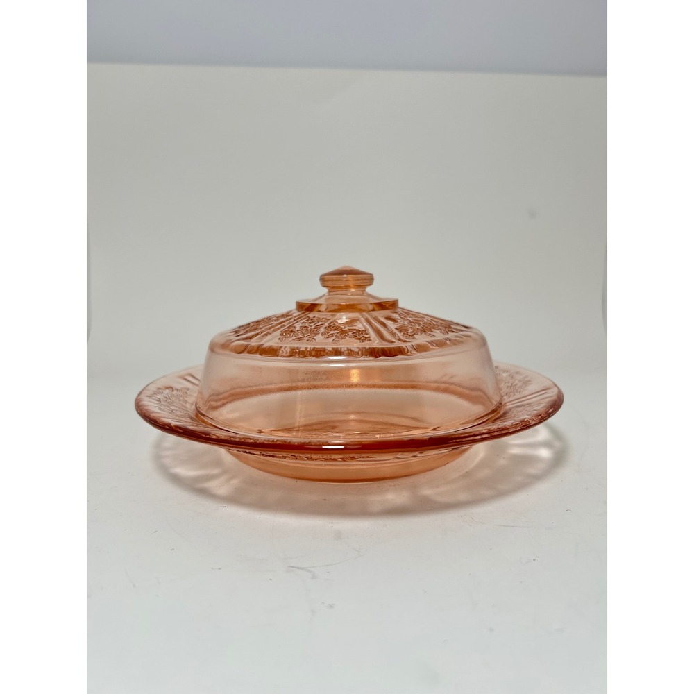 Jeannette Glass Pink Depression Glass Butter‎ Dish Rosemary Dutch Rose Pattern